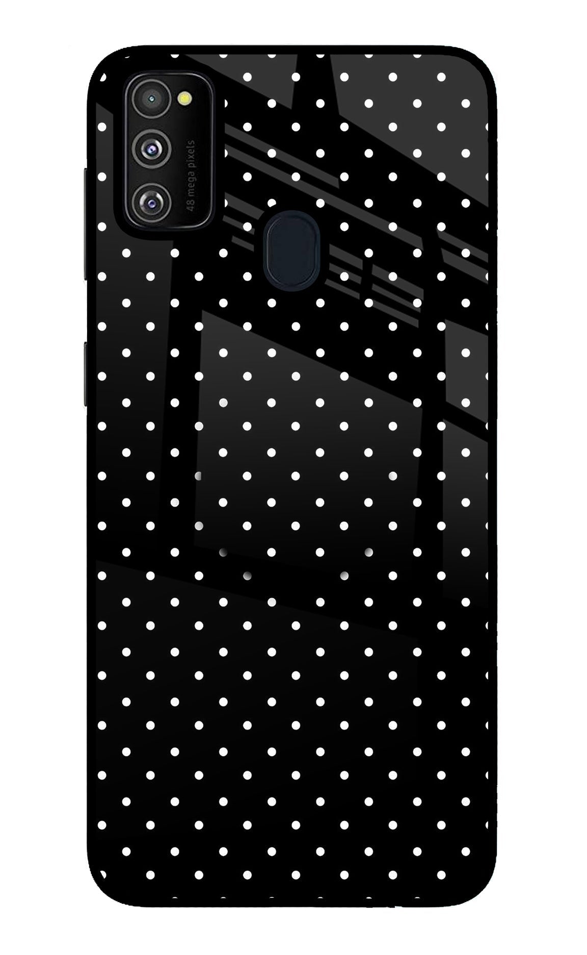 White Dots Samsung M21 2020 Glass Case
