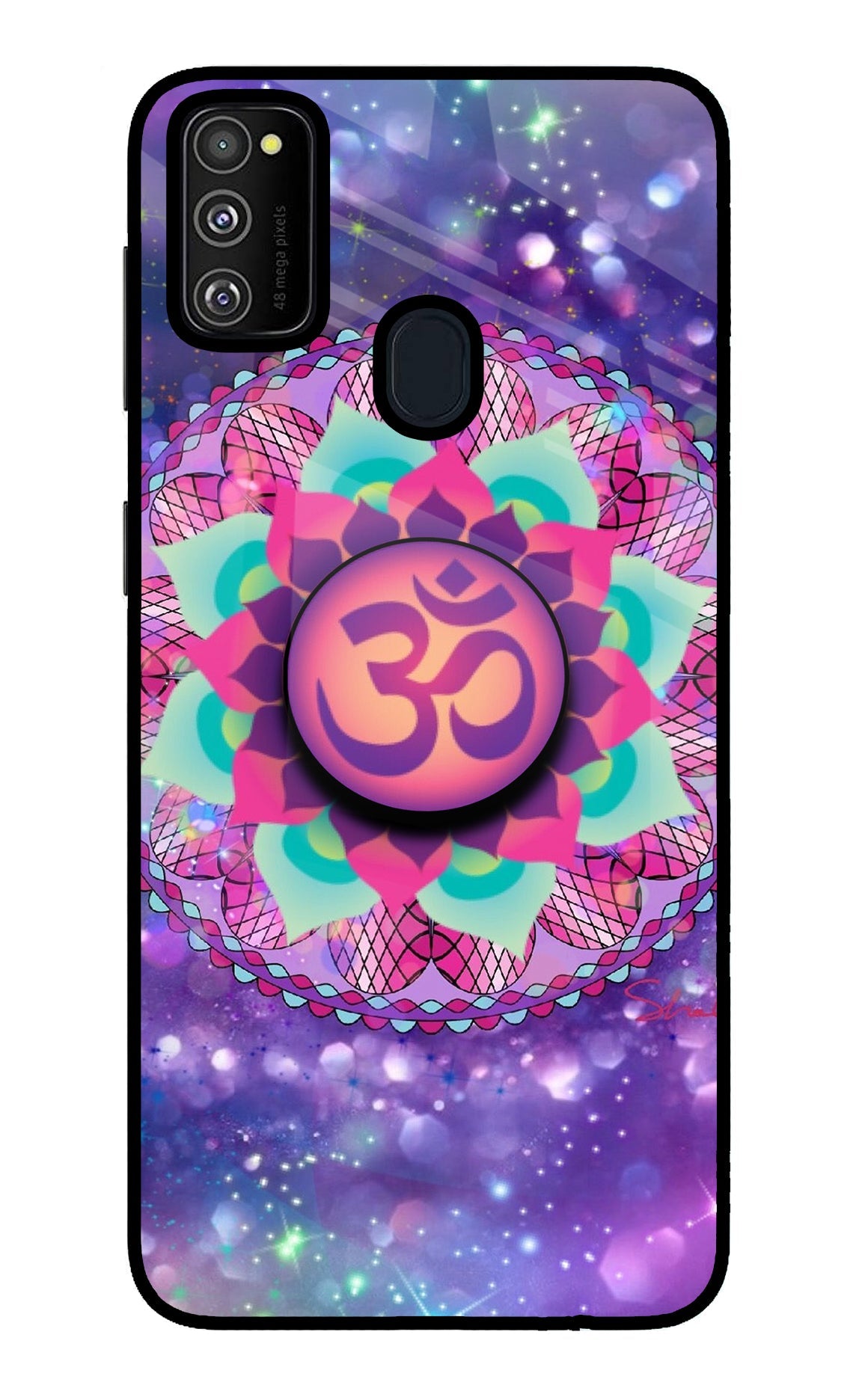 Om Purple Samsung M21 2020 Glass Case