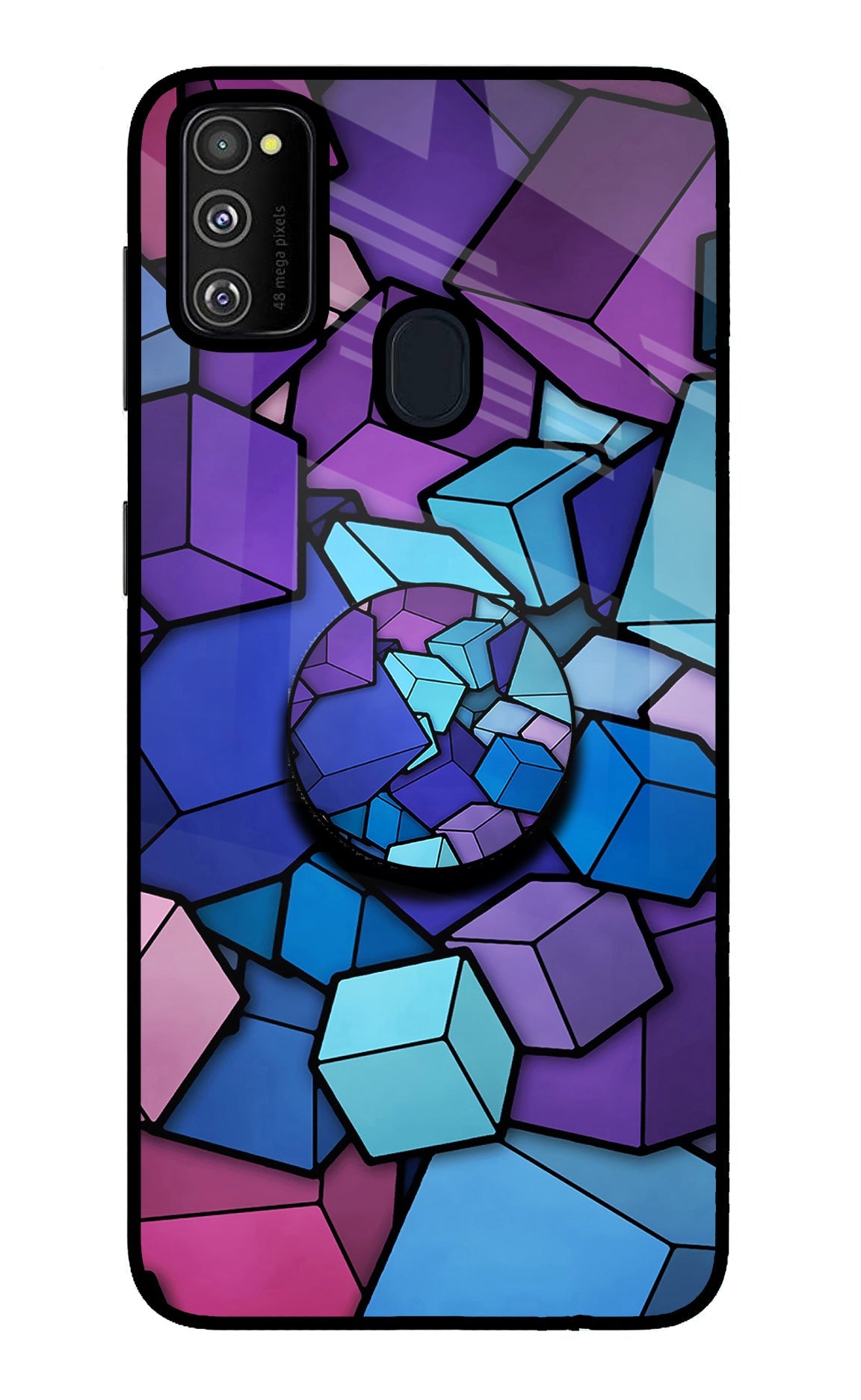 Cubic Abstract Samsung M21 2020 Glass Case