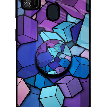 Cubic Abstract Samsung M21 2020 Glass Case
