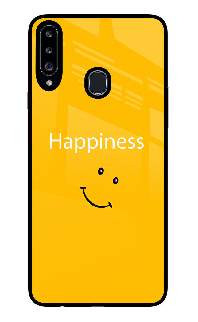 Happiness With Smiley Samsung A20s Glass Case Back Cover by Casekaro