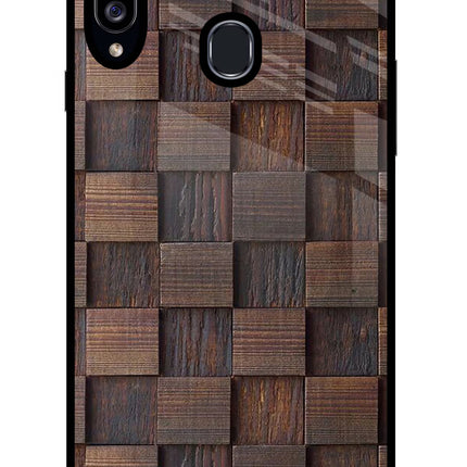 Wooden Cube Design Samsung A20s Glass Case Back Cover by Casekaro