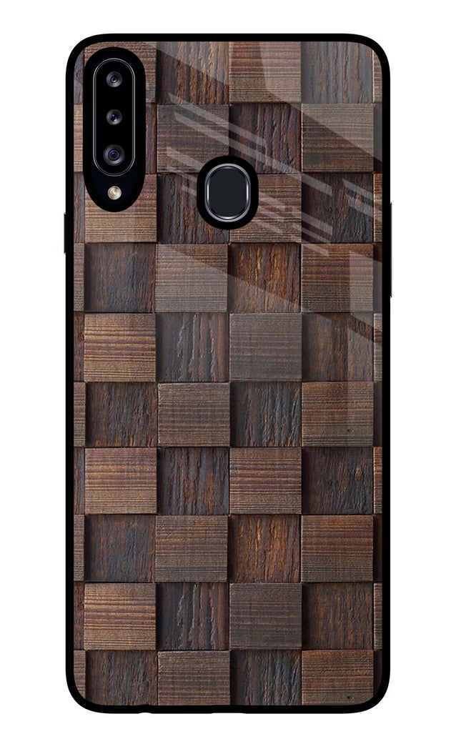 Wooden Cube Design Samsung A20s Glass Case Back Cover by Casekaro