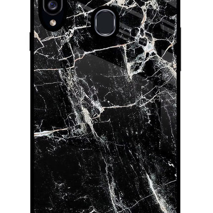 Black Marble Texture Samsung A20s Glass Case Back Cover by Casekaro