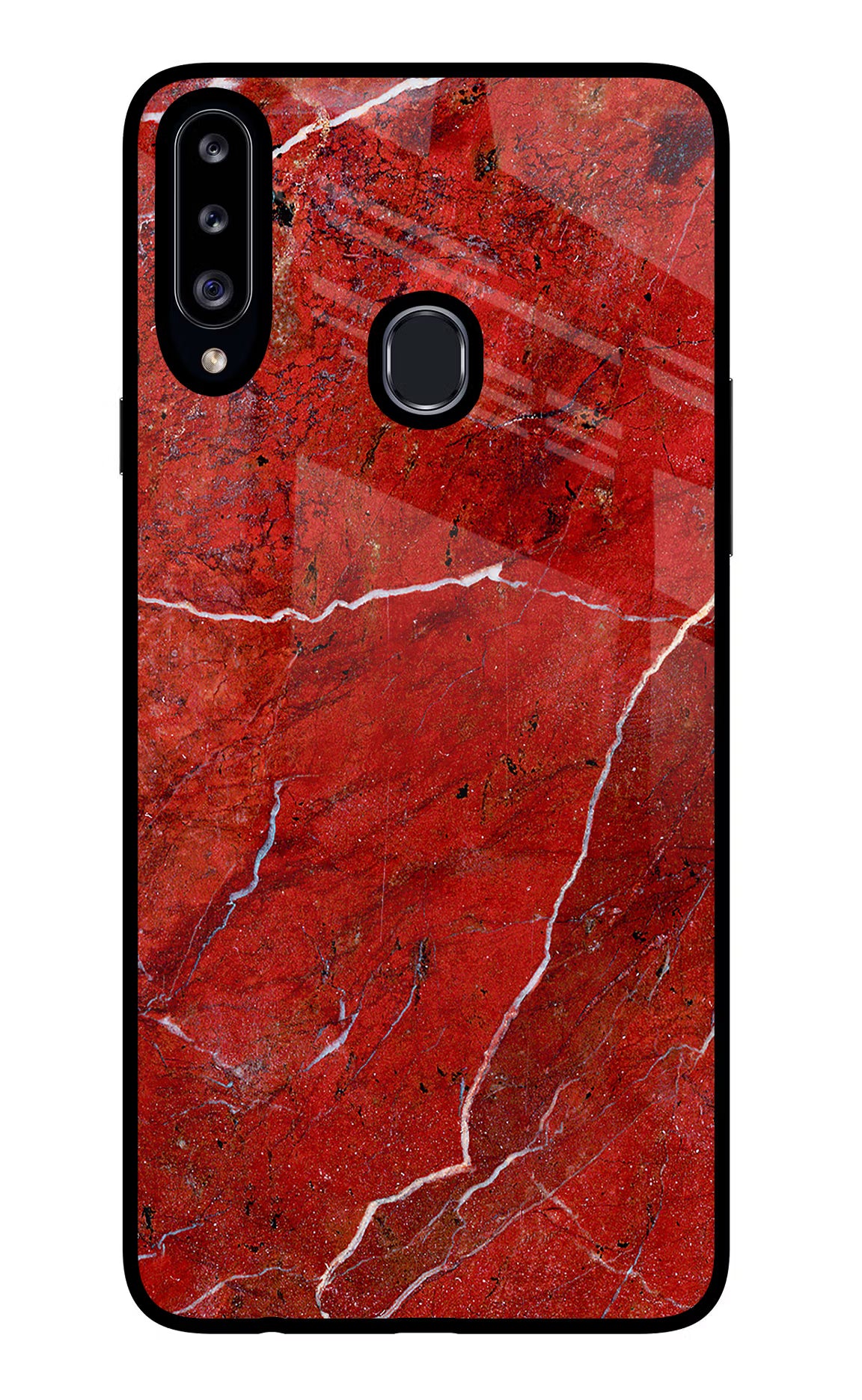 Red Marble Design Samsung A20s Glass Case