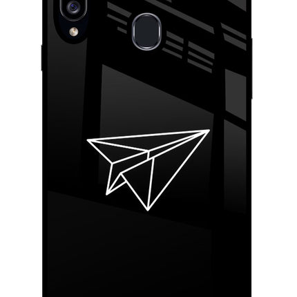 Paper Plane White Samsung A20s Glass Case Back Cover by Casekaro