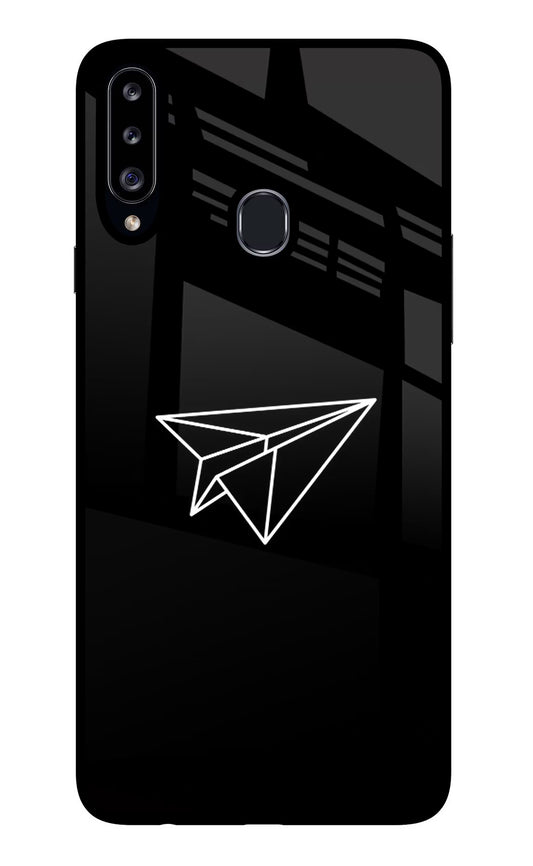 Paper Plane White Samsung A20s Glass Case