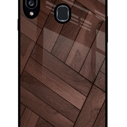 Wooden Texture Design Samsung A20s Glass Case Back Cover by Casekaro