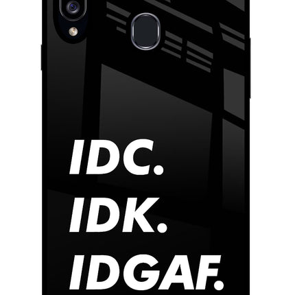 Idc Idk Idgaf Samsung A20s Glass Case Back Cover by Casekaro