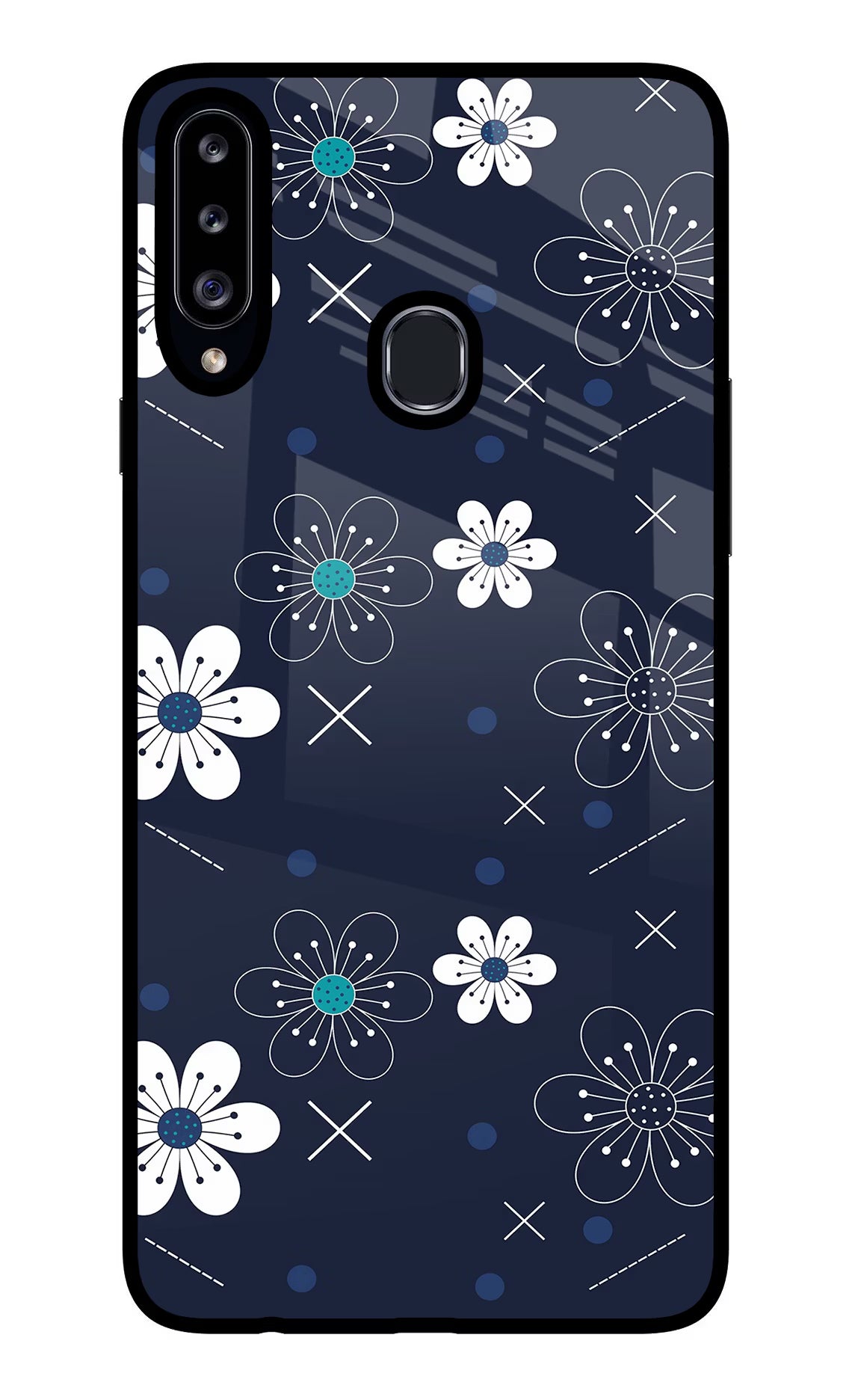 Flowers Samsung A20s Glass Case