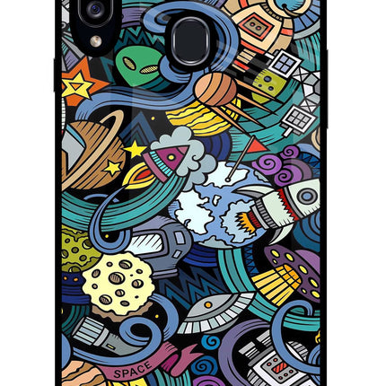 Space Abstract Samsung A20s Glass Case Back Cover by Casekaro