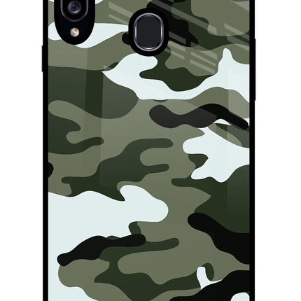 Camouflage Samsung A20s Glass Case Back Cover by Casekaro