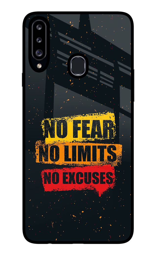 No Fear No Limits No Excuse Samsung A20s Glass Case Back Cover by Casekaro