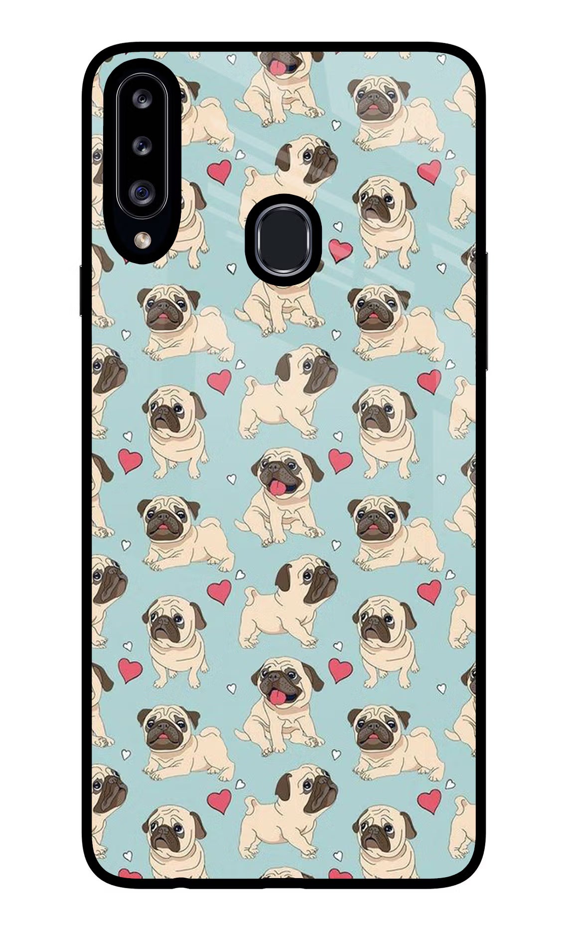 Pug Dog Samsung A20s Glass Case Back Cover by Casekaro