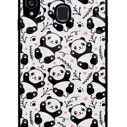 Cute Panda Samsung A20s Glass Case Back Cover by Casekaro