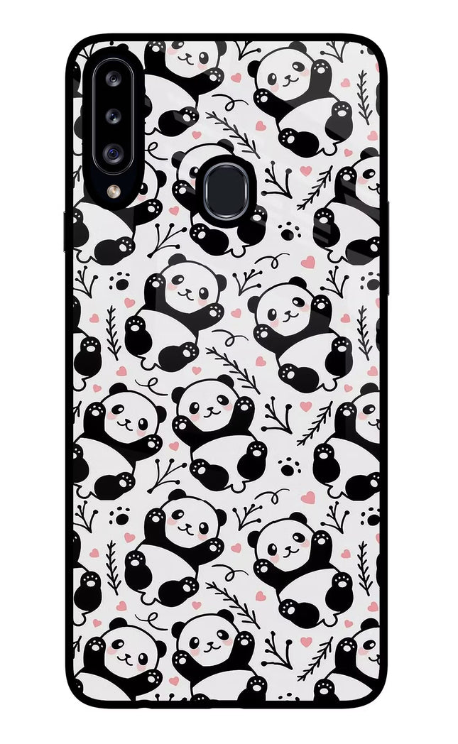Cute Panda Samsung A20s Glass Case Back Cover by Casekaro