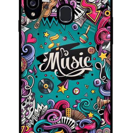 Music Graffiti Samsung A20s Glass Case Back Cover by Casekaro