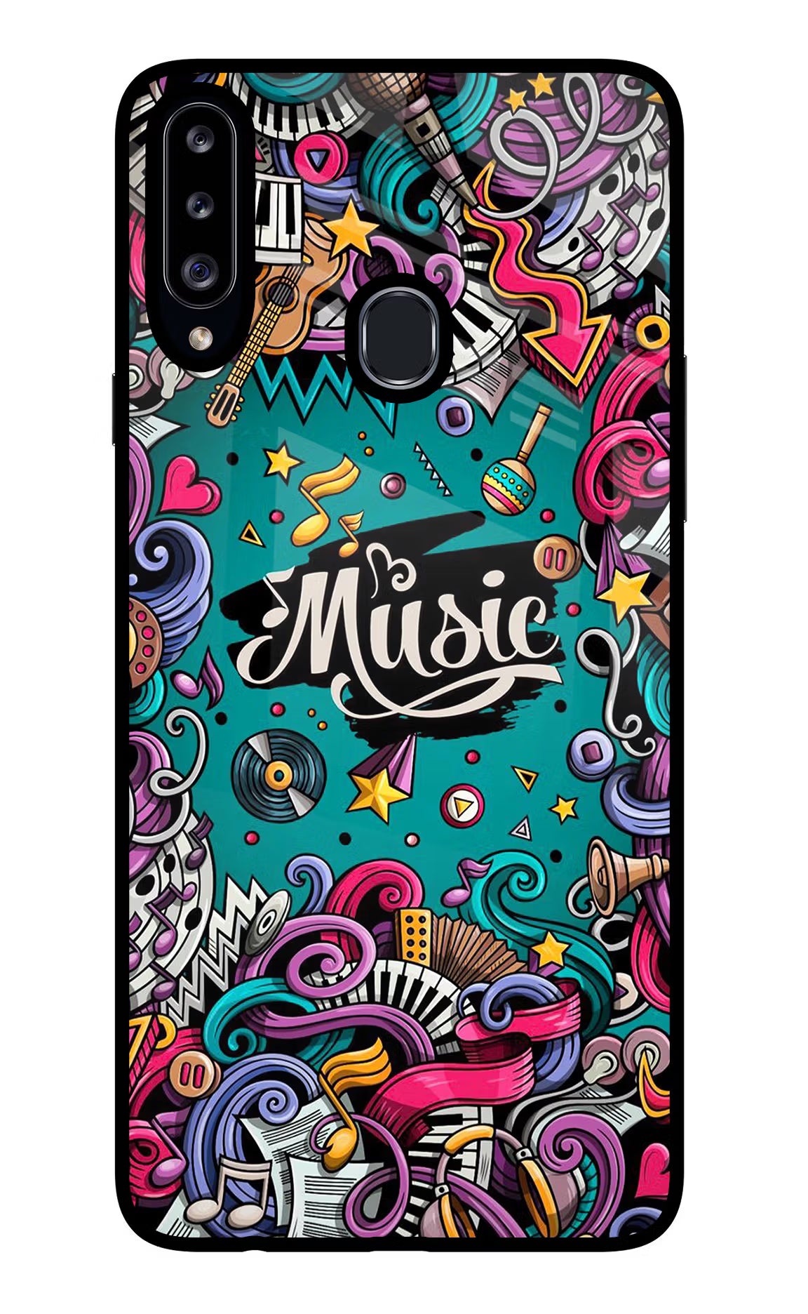 Music Graffiti Samsung A20s Glass Case