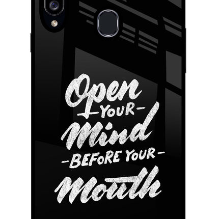 Open Your Mind Before Your Mouth Samsung A20s Glass Case Back Cover by Casekaro
