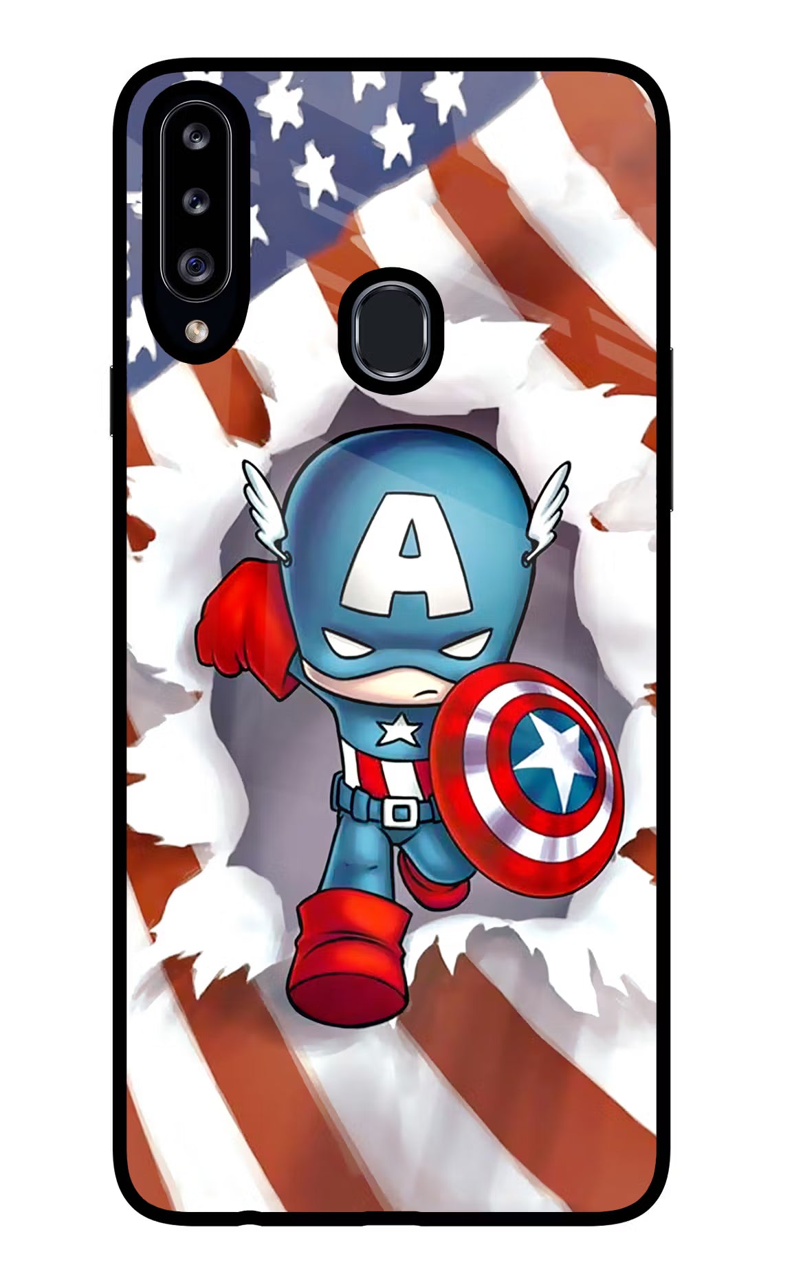 Captain America Samsung A20s Glass Case Back Cover by Casekaro