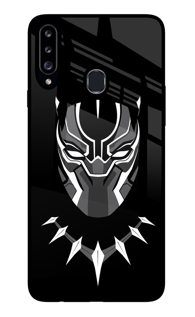 Black Panther Samsung A20s Glass Case Back Cover by Casekaro