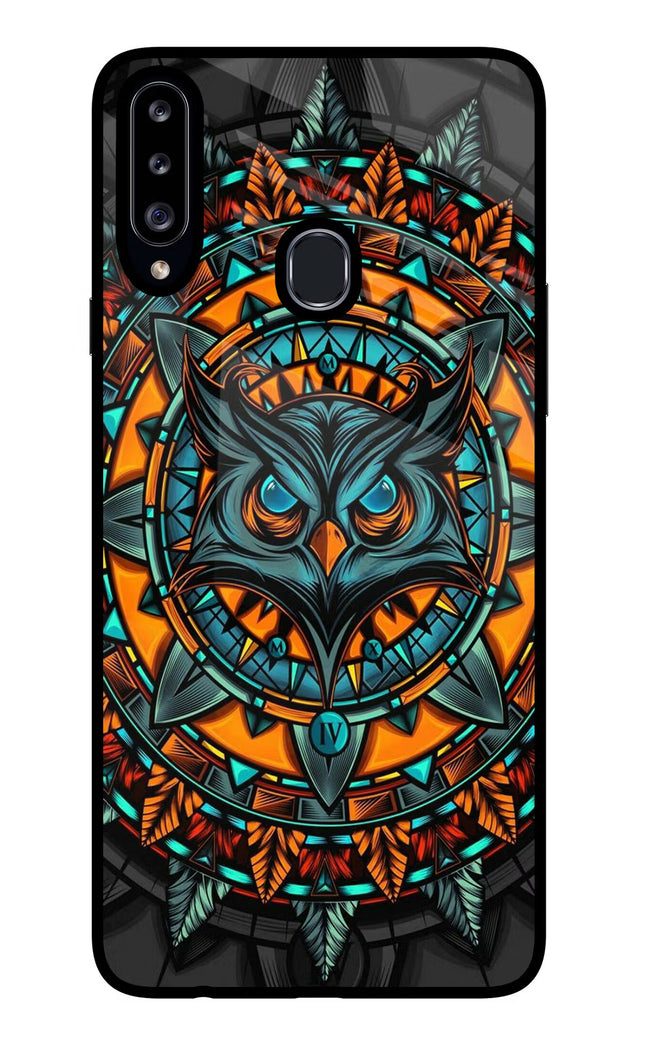 Angry Owl Art Samsung A20s Glass Case Back Cover by Casekaro