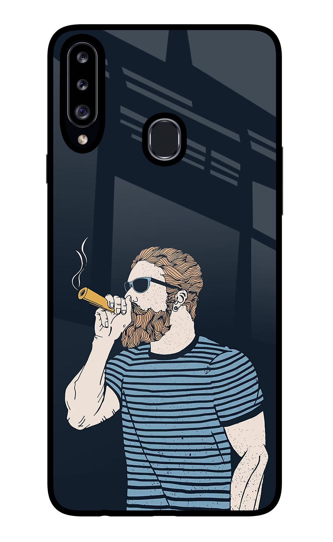 Smoking Samsung A20s Glass Case Back Cover by Casekaro