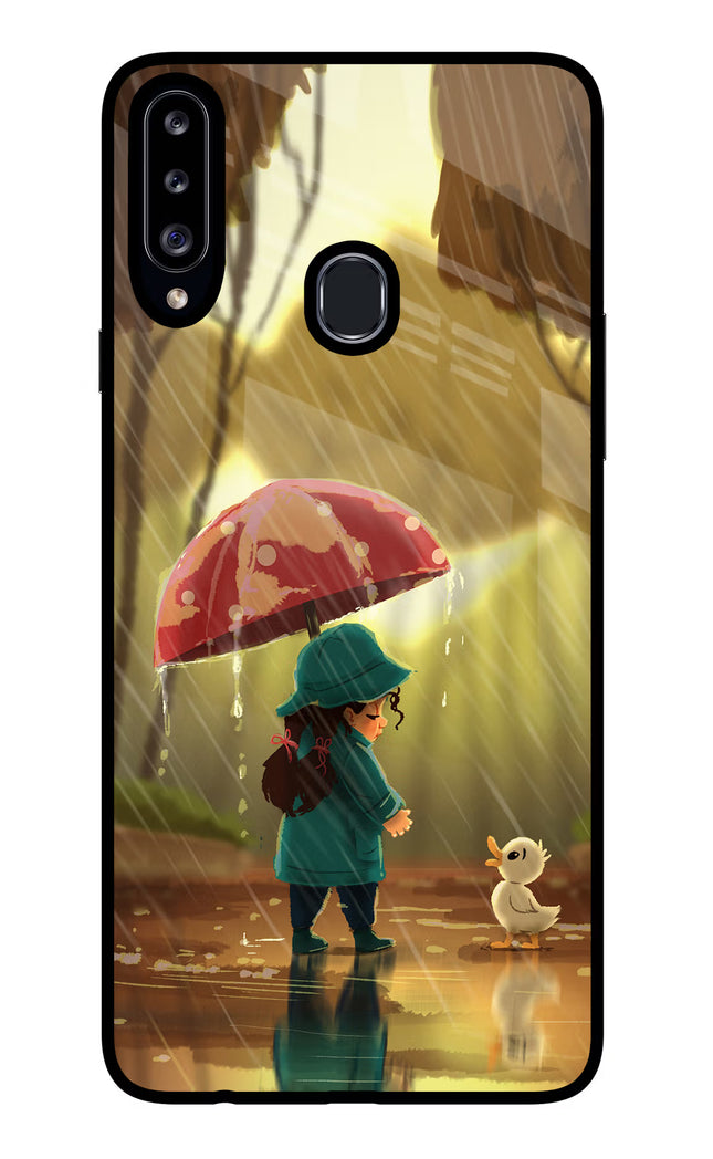 Rainy Day Samsung A20s Glass Case Back Cover by Casekaro