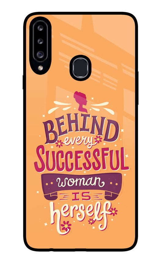 Behind Every Successful Woman There Is Herself Samsung A20s Glass Case