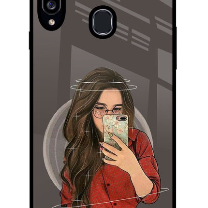 Selfie Queen Samsung A20s Glass Case Back Cover by Casekaro