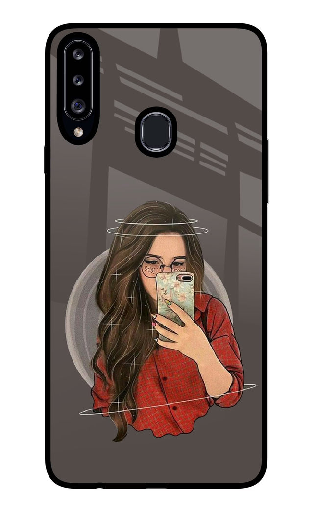 Selfie Queen Samsung A20s Glass Case Back Cover by Casekaro