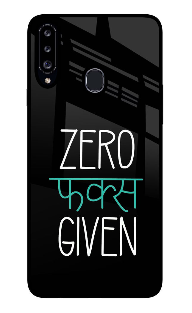Zero Fucks Given Samsung A20s Glass Case Back Cover by Casekaro