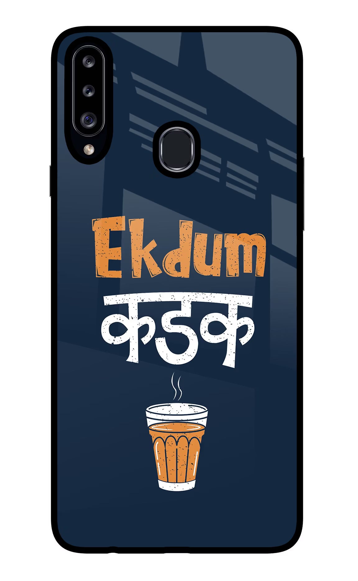 Ekdum Kadak Chai Samsung A20s Glass Case Back Cover by Casekaro
