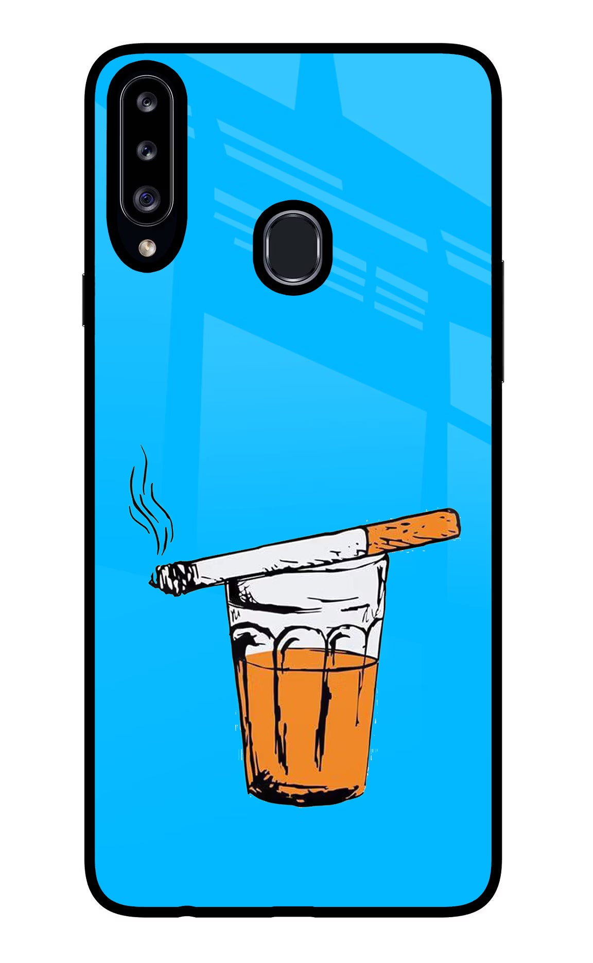 Chai Sutta Samsung A20s Glass Case Back Cover by Casekaro
