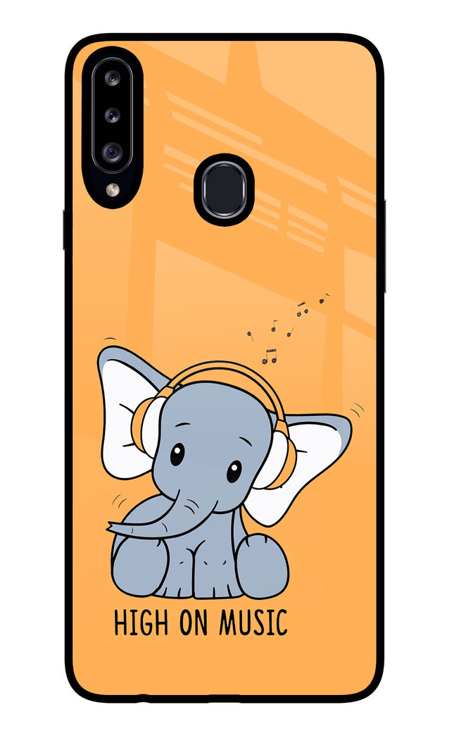 High On Music Samsung A20s Glass Case Back Cover by Casekaro