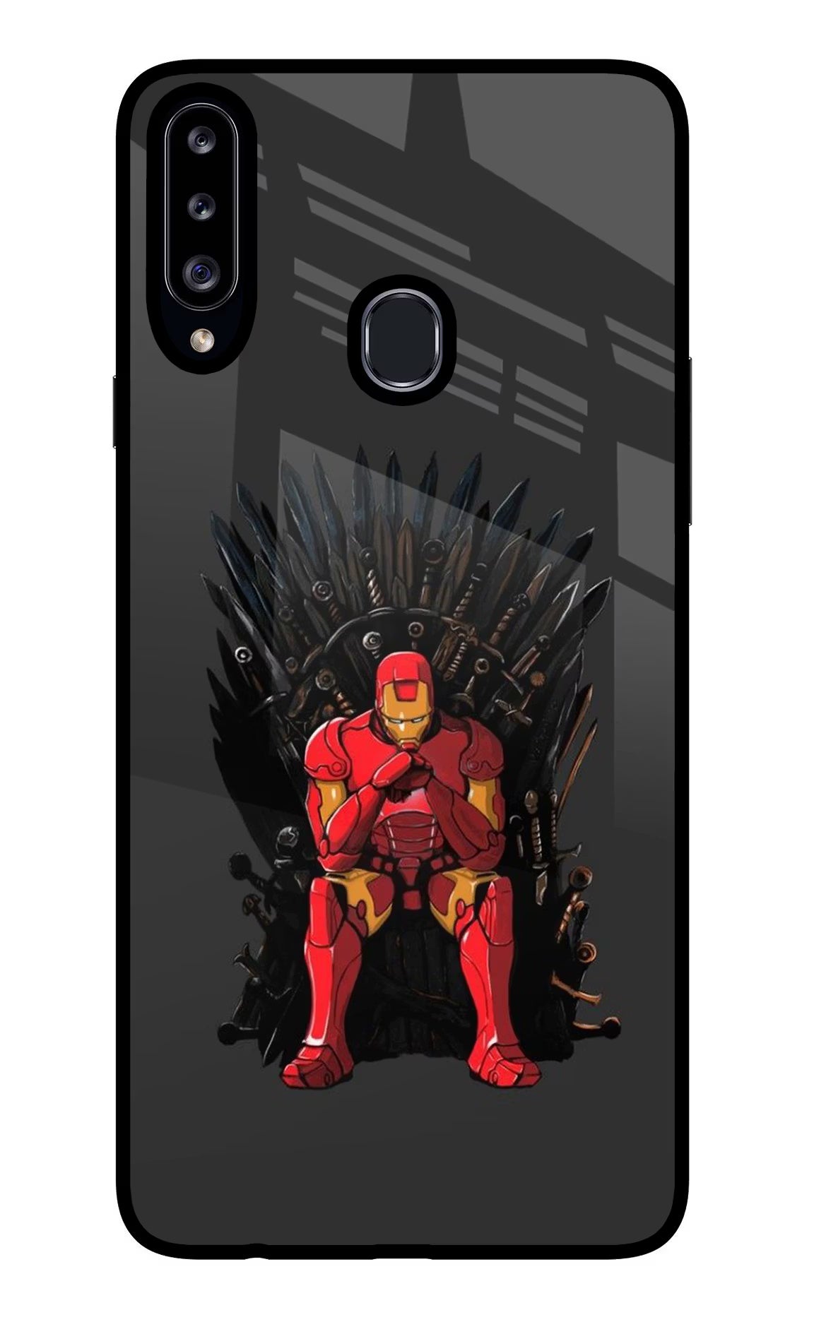 Ironman Throne Samsung A20s Glass Case Back Cover by Casekaro
