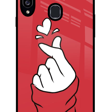 Korean Love Sign Samsung A20s Glass Case Back Cover by Casekaro