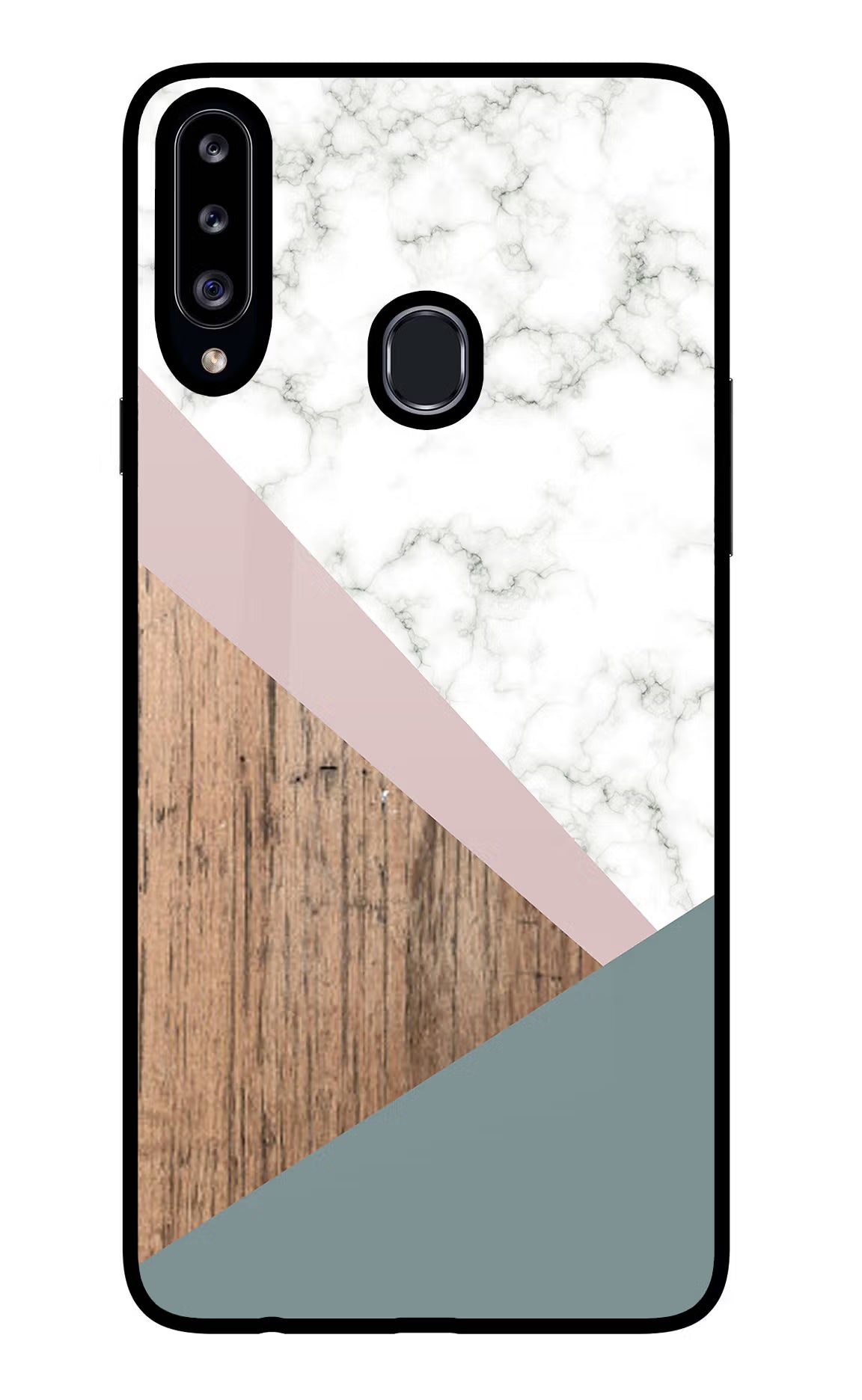 Marble wood Abstract Samsung A20s Glass Case Back Cover by Casekaro