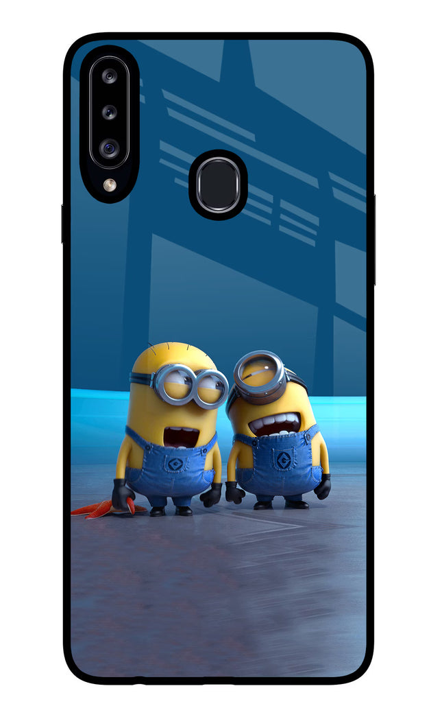 Minion Laughing Samsung A20s Glass Case Back Cover by Casekaro