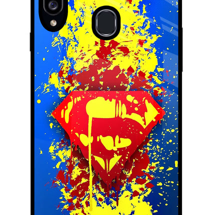 Superman logo Samsung A20s Glass Case Back Cover by Casekaro