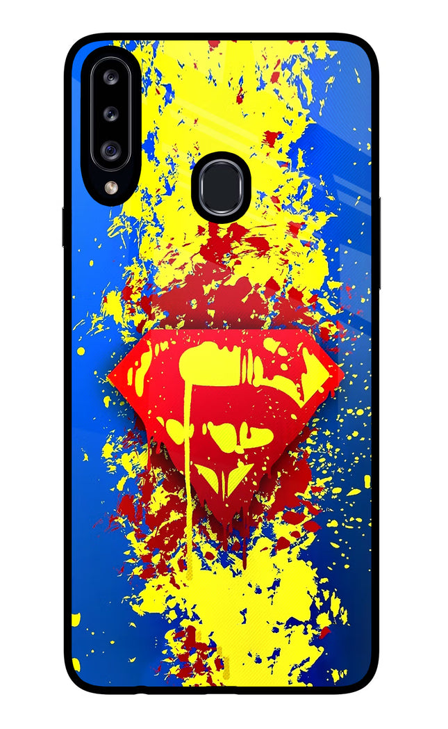 Superman logo Samsung A20s Glass Case Back Cover by Casekaro