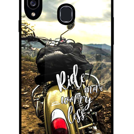 Ride More Worry Less Samsung A20s Glass Case Back Cover by Casekaro