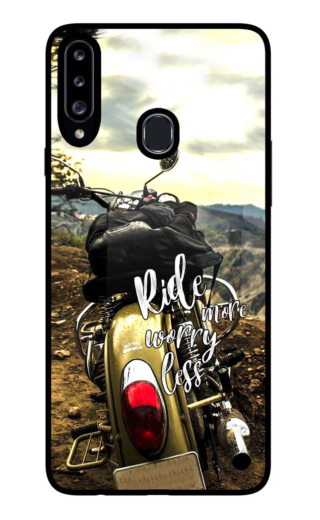 Ride More Worry Less Samsung A20s Glass Case Back Cover by Casekaro