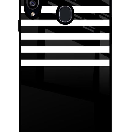 Black and White Print Samsung A20s Glass Case Back Cover by Casekaro
