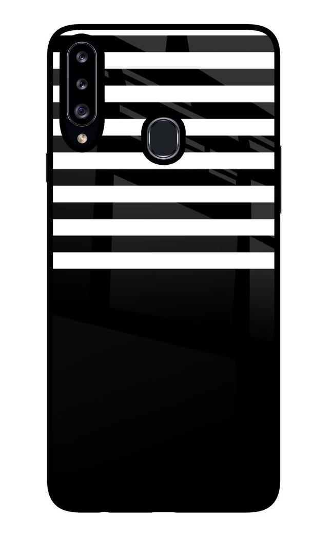 Black and White Print Samsung A20s Glass Case Back Cover by Casekaro