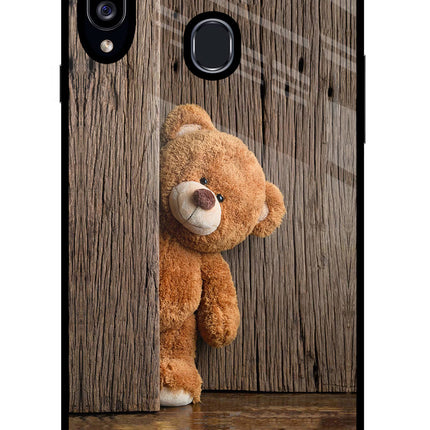 Teddy Wooden Samsung A20s Glass Case Back Cover by Casekaro