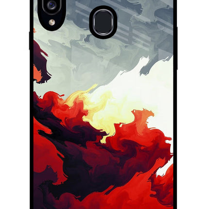 Fire Cloud Samsung A20s Glass Case Back Cover by Casekaro