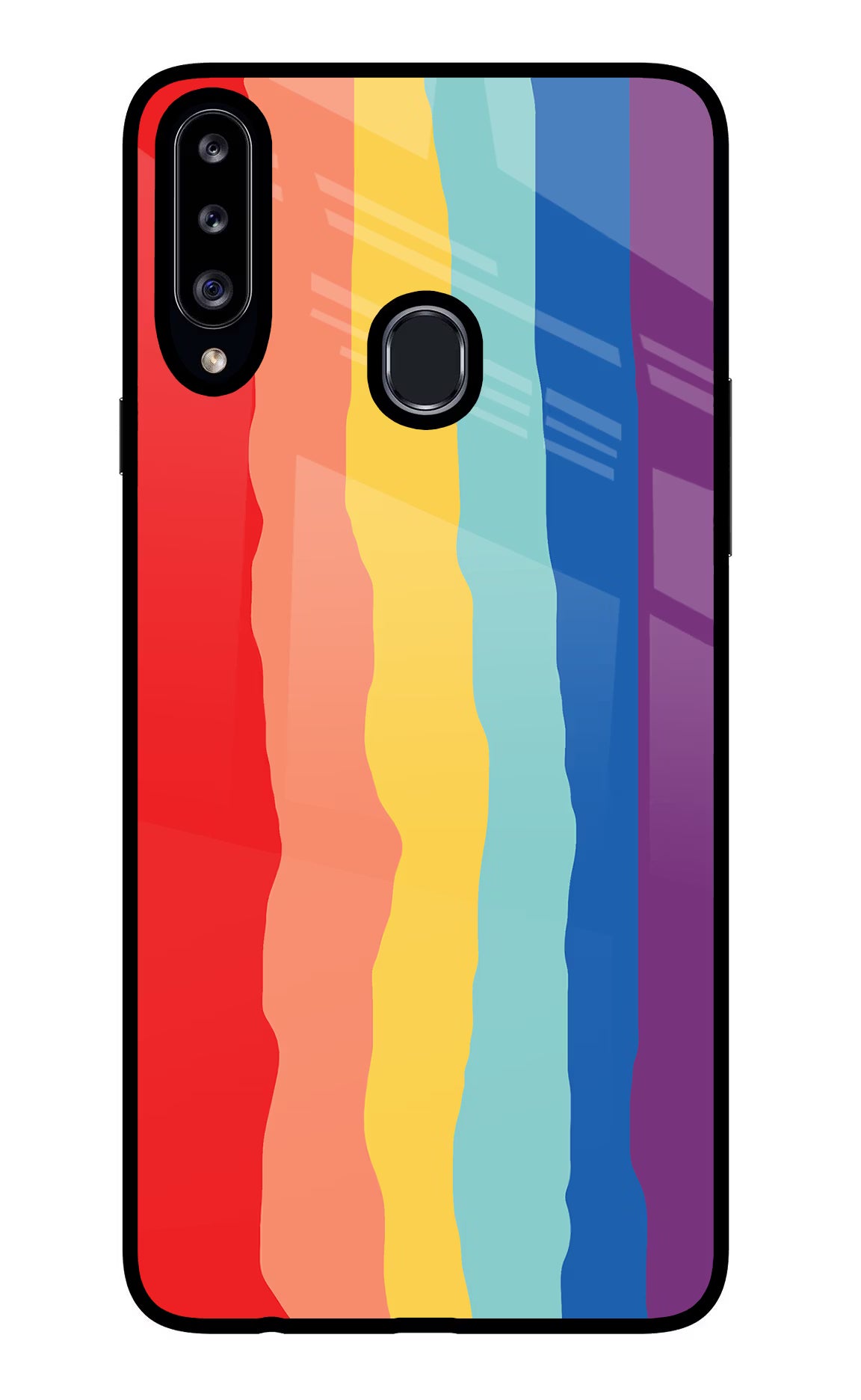 Rainbow Samsung A20s Glass Case Back Cover by Casekaro