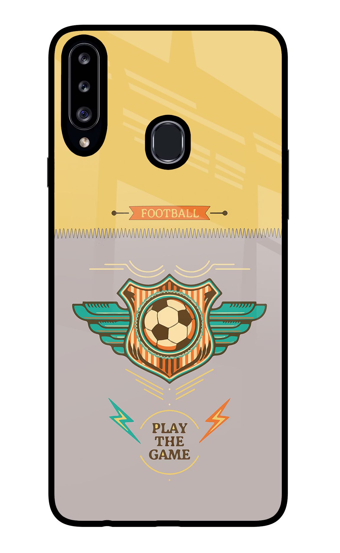 Football Samsung A20s Glass Case Back Cover by Casekaro