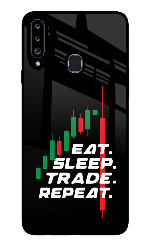 Eat Sleep Trade Repeat Samsung A20s Glass Case